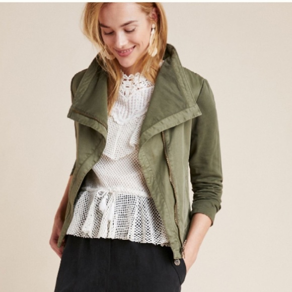 Anthropologie Jackets & Blazers - Marrakech Faravel Moto Jacket in Olive Green XS